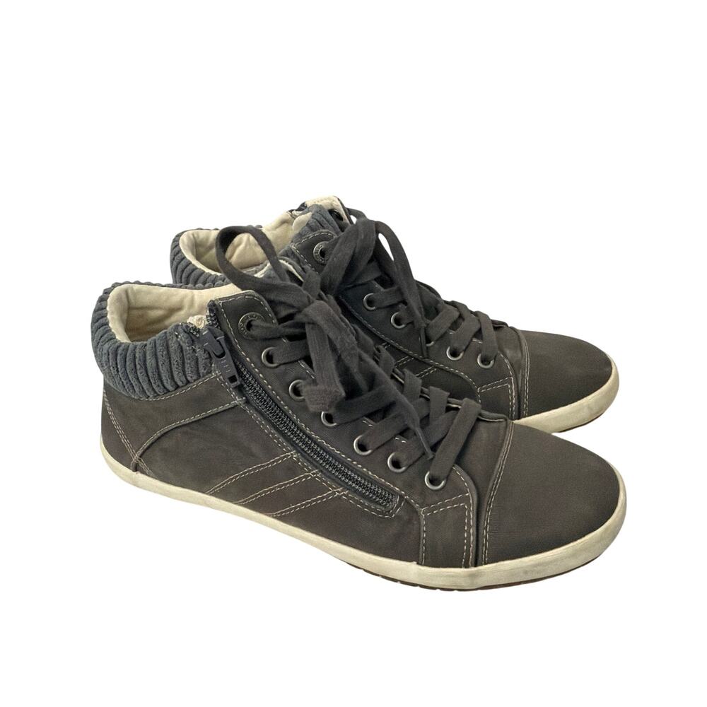 Taos Startup Shoes Womens Size 9 High Top Canvas Sneakers Gray Lace Up Zip Side